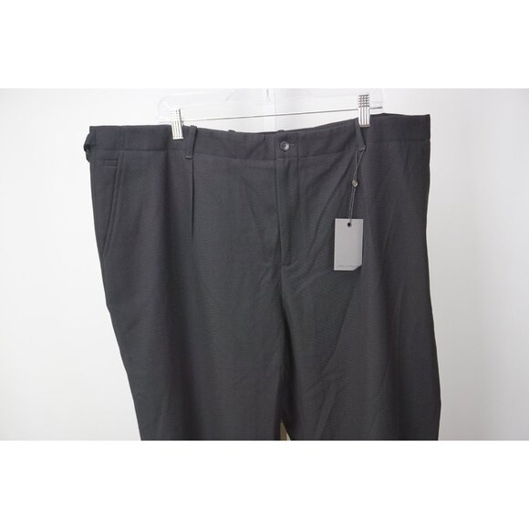 John Varvatos Black Textured Twill Mens Wool Blend Pants 58X Brand New